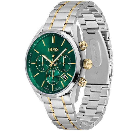 Hugo Boss Avery Men’s Chronograph Watch 1514159 – Green Dial, Silver Stainless Steel Strap