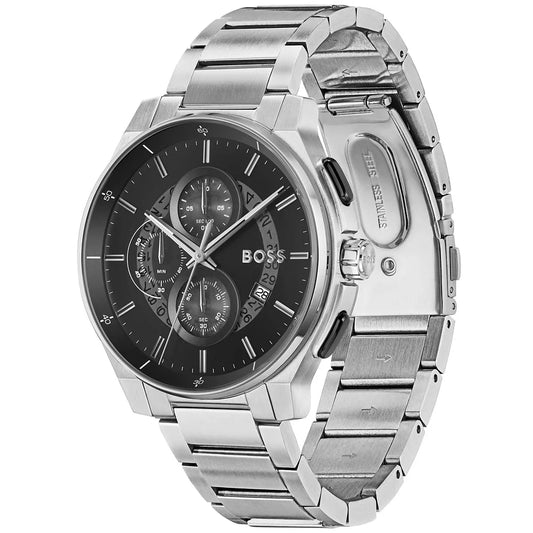 Hugo Boss Peak Men’s Chronograph Watch 1514191 – Black Dial, Silver Stainless Steel Strap