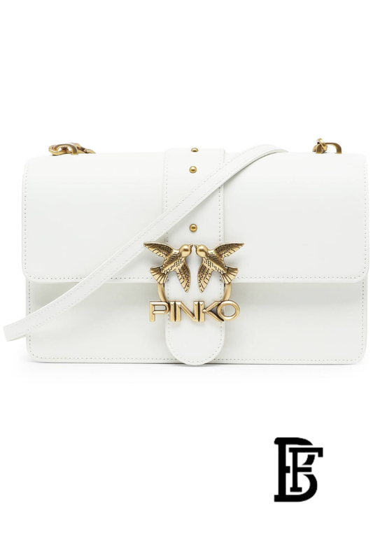 Pinko White Leather Women Handbag 7 Cl Pe 21 Pltt 1P228G Y6Xt – Elegant Everyday Shoulder Bag image 1
