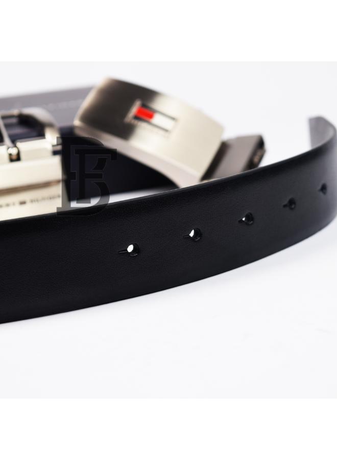 Black Tommy Hilfiger Leather Belt for Men Two Buckle image 4
