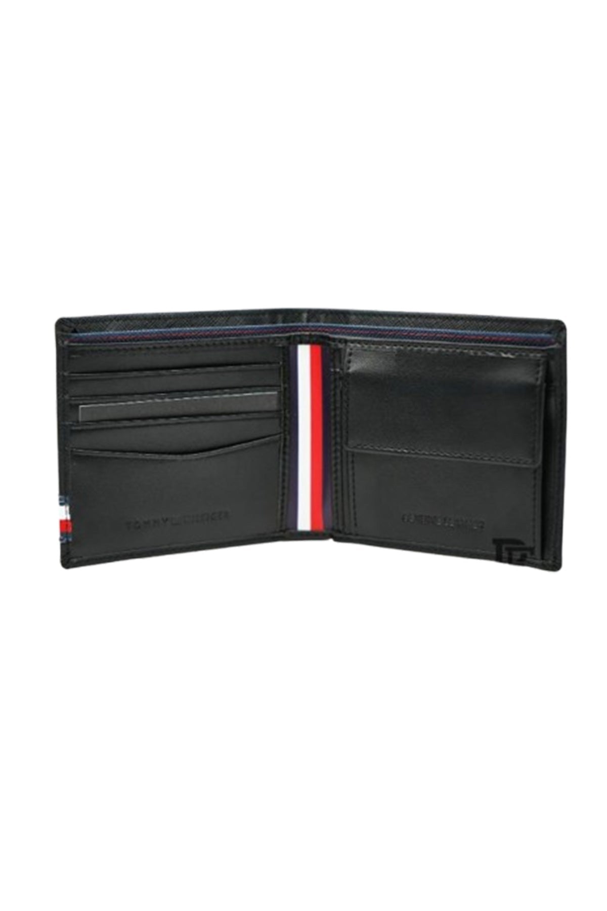 Tommy Hilfiger Wallet is a one to face solid style covered in light/black leather image 4