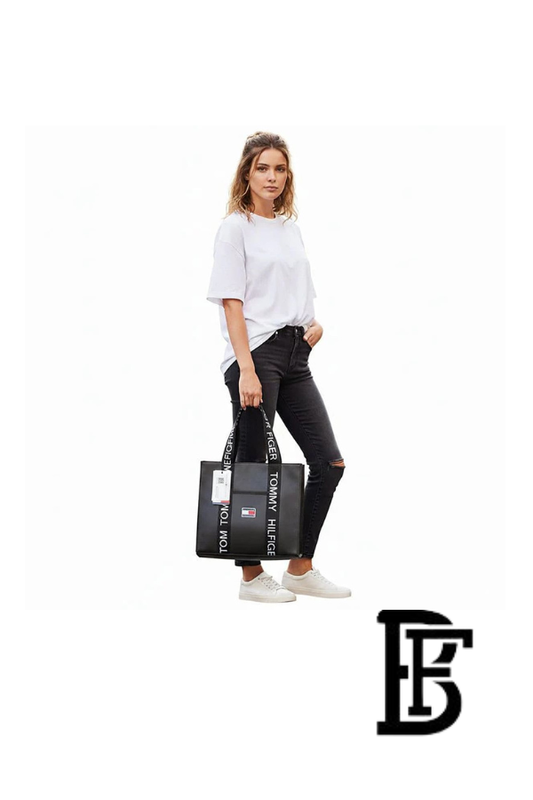 Tommy Hilfiger Black Leather Women Handbag and cross – Elegant Everyday Crossbody and hand image 1