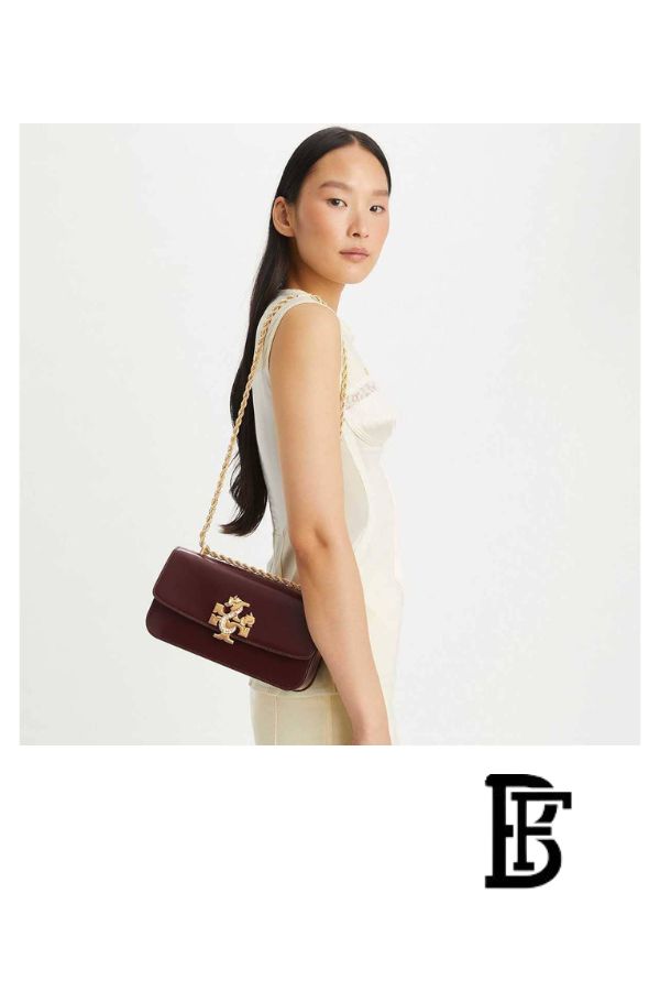 Tory Burch Burgundy Dark Red Leather Women Handbag 154785 – Elegant Everyday Shoulder Bag image 7