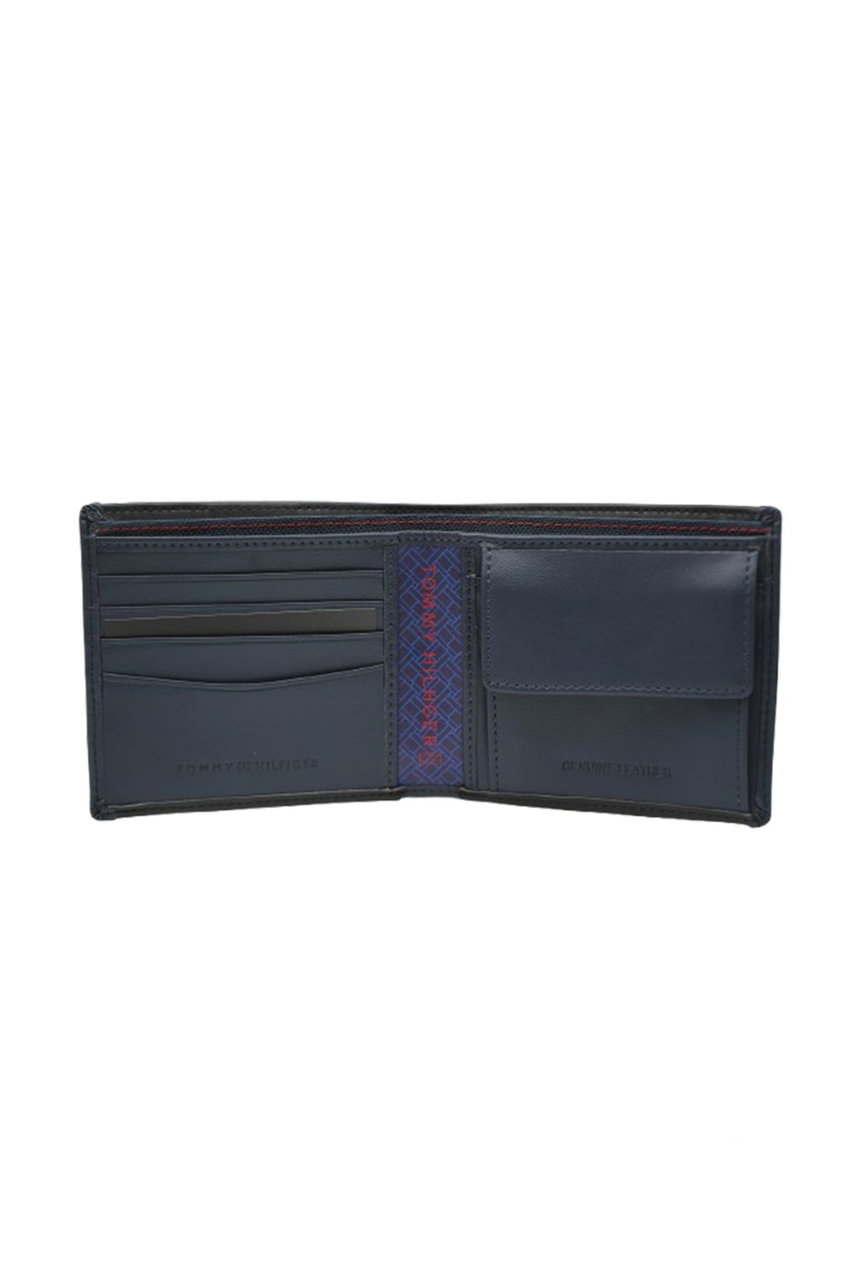 Tommy Hilfiger Wallet is a one to face solid style covered in light/black leather image 9