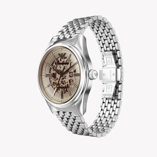 Emporio Armani Men's Watch AR60095 – Silver Dial Automatic & Stainless Steel Strap 43mm