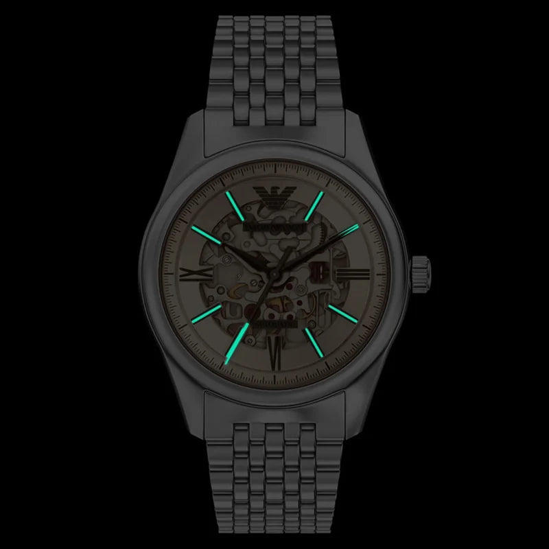Emporio Armani Men's Watch AR60095 – Silver Dial Automatic & Stainless Steel Strap 43mm