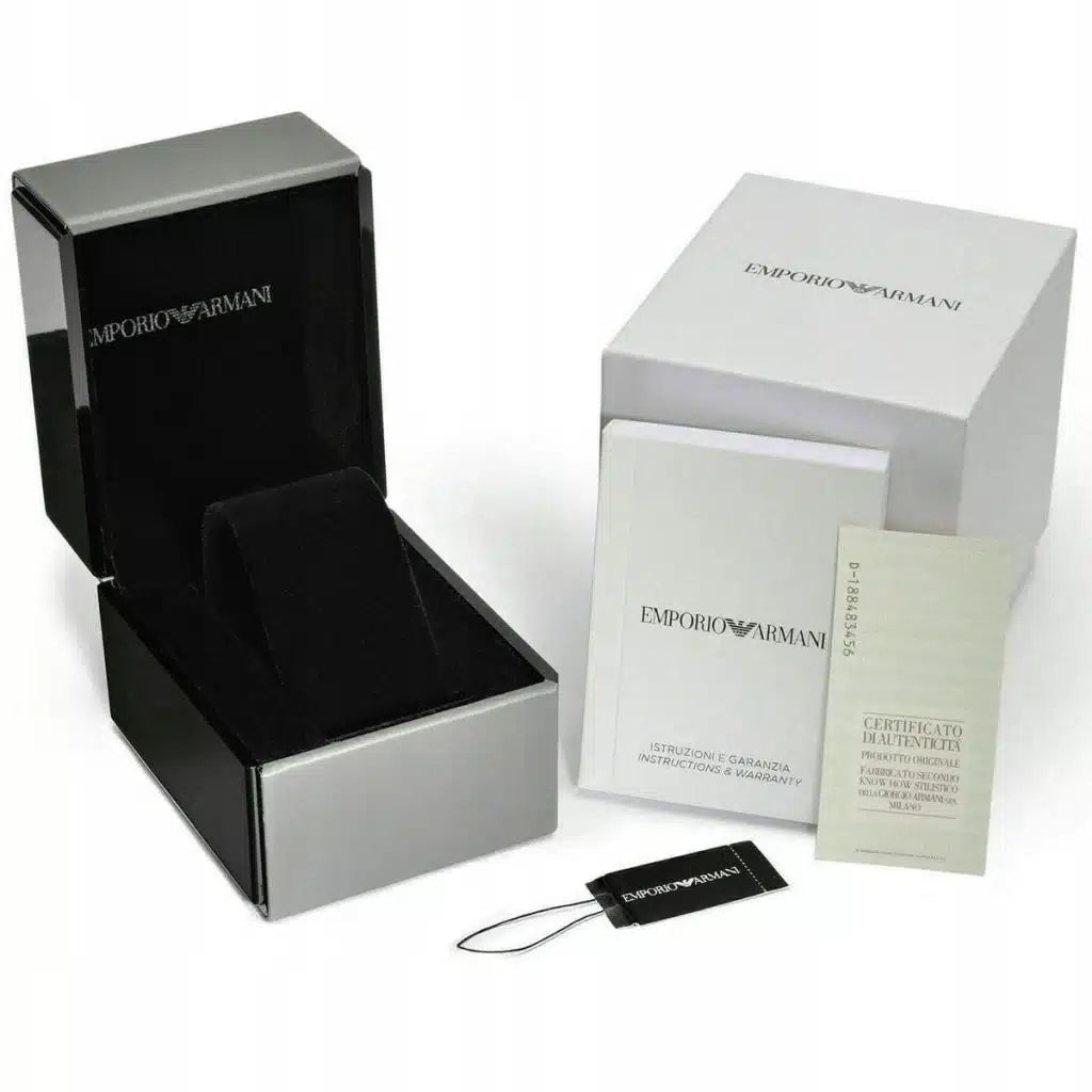 Emporio Armani Dario Men's Watch AR11691 – Black Dial Chronograph & Silver Stainless Steel Strap 42mm