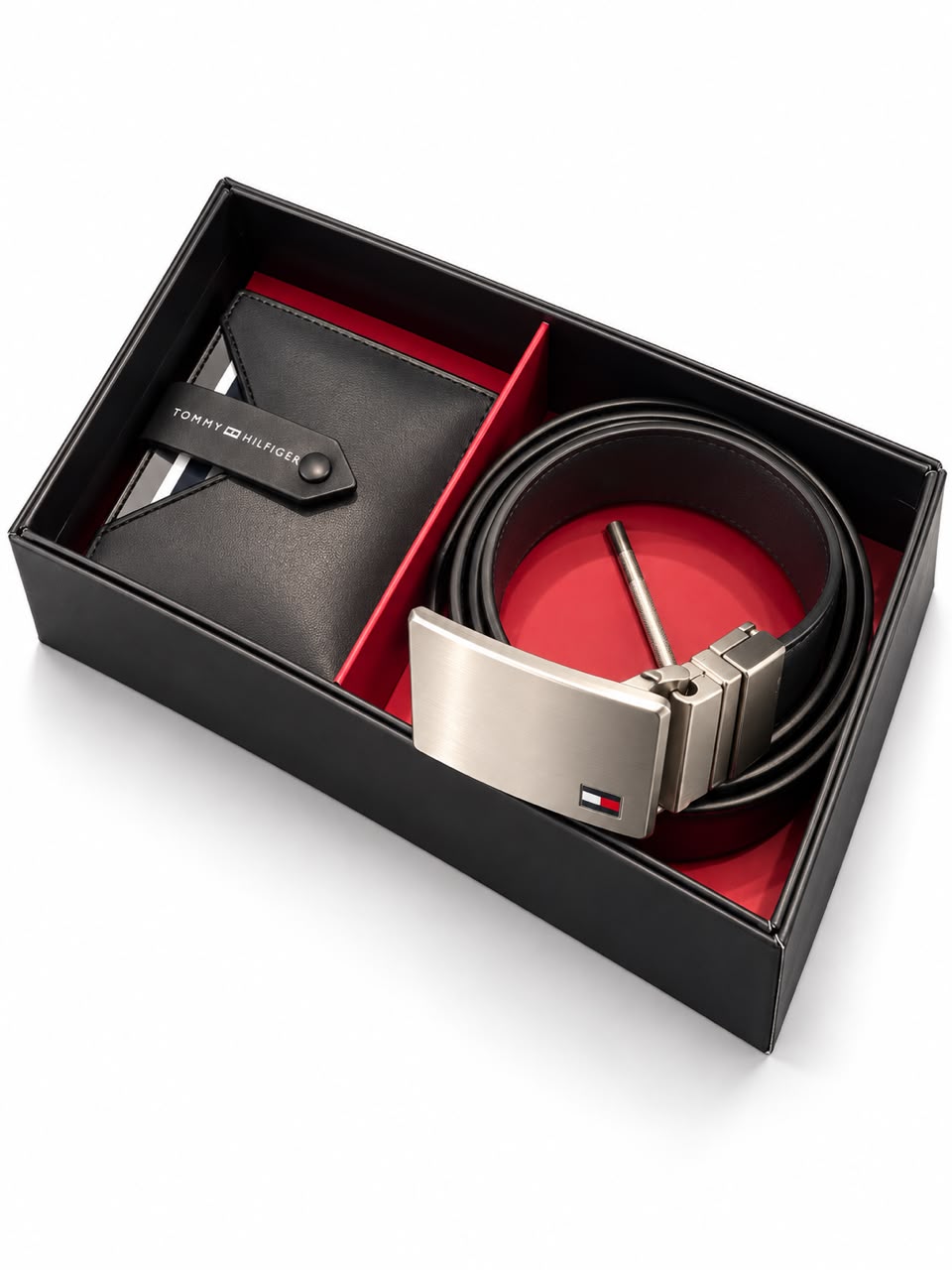 TOMMY GENUINE LEATHER SET BELT & WALLET