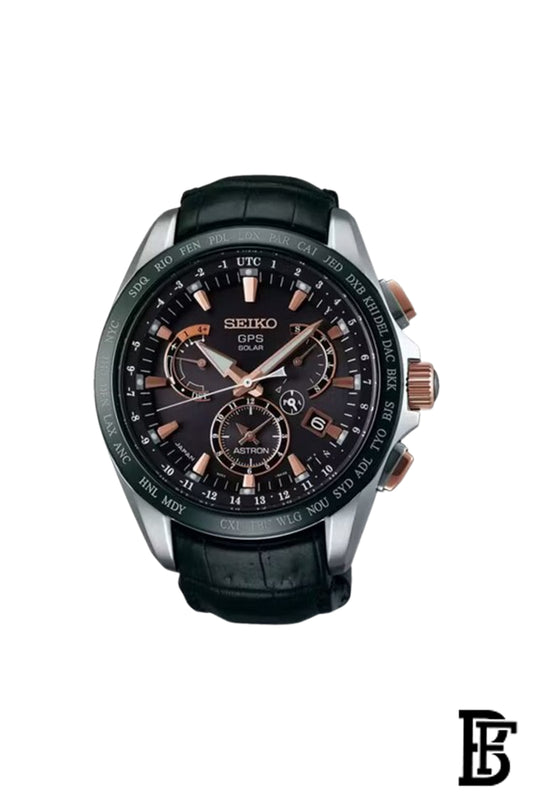 SEIKO Men's Hand Watch ASTRON Black Leather Strap, Black Dial SSE061J1 image 1