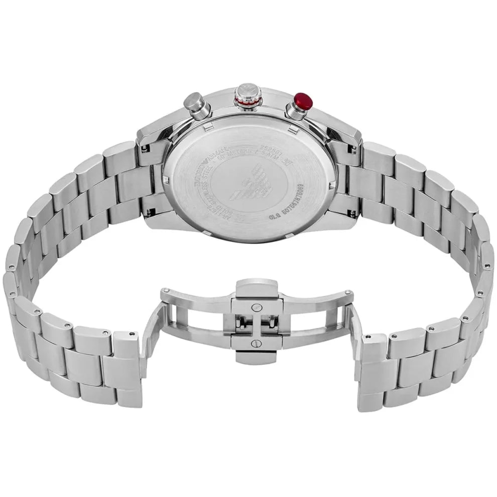Emporio Armani Racer Chronograph Watch for Men AR11676 – Blue Dial, Silver Stainless Steel