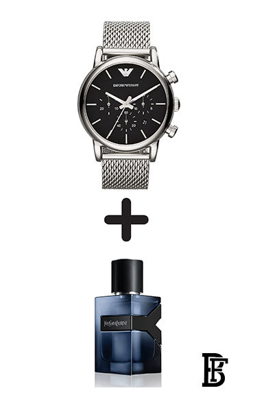 EMPORIO ARMANI Men's Stainless Steel Chronograph Watch AR1811 - 41 mm - Silver + Gift perfume Tester 30 ml image 1