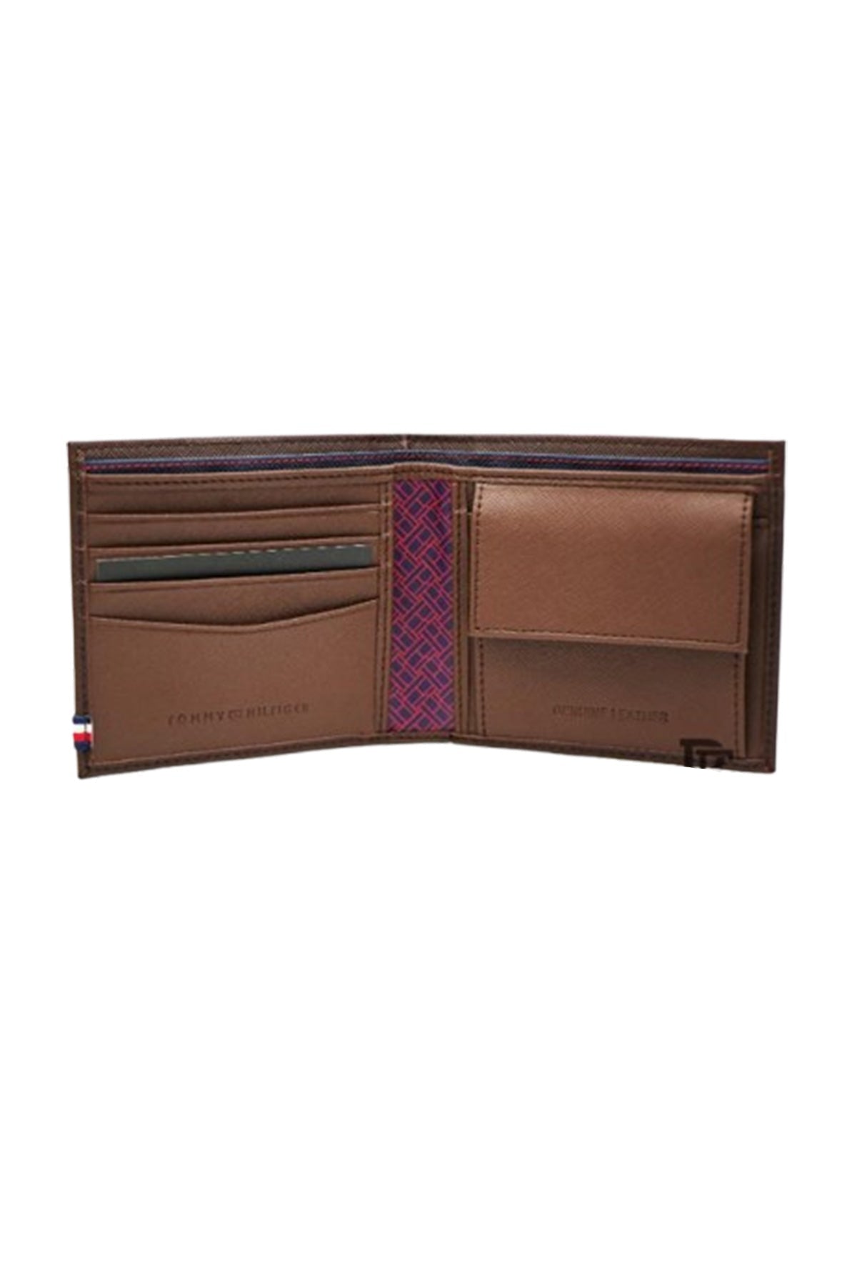 Tommy Hilfiger wallet is a one to face solid style covered in light/BROWN leather image 4