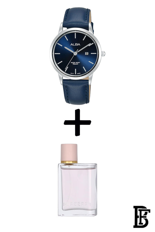 Alba AH7BV5X Women's Leather Quartz Analog Wrist Watch + Gift perfume tester 30 ml Warranty from Elaraby Group image 1