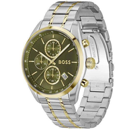 Hugo Boss Grand Prix Men’s Watch 1514227 – Green Dial – Two-Tone Stainless Steel