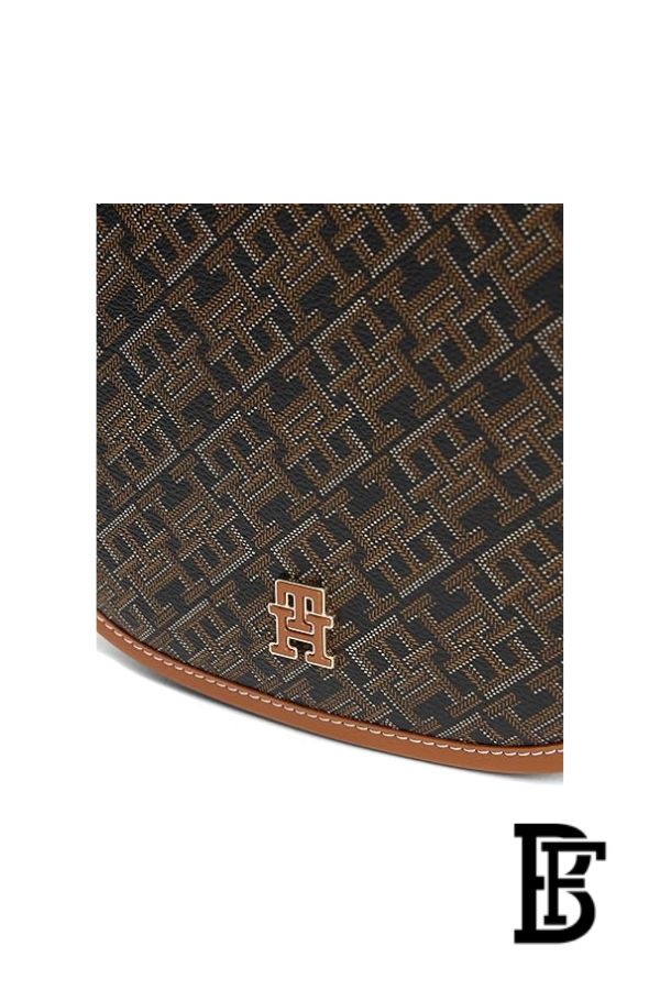 Tommy Hilfiger Monogram Leather Saddle Crossbody Bag – Adjustable Strap image 4