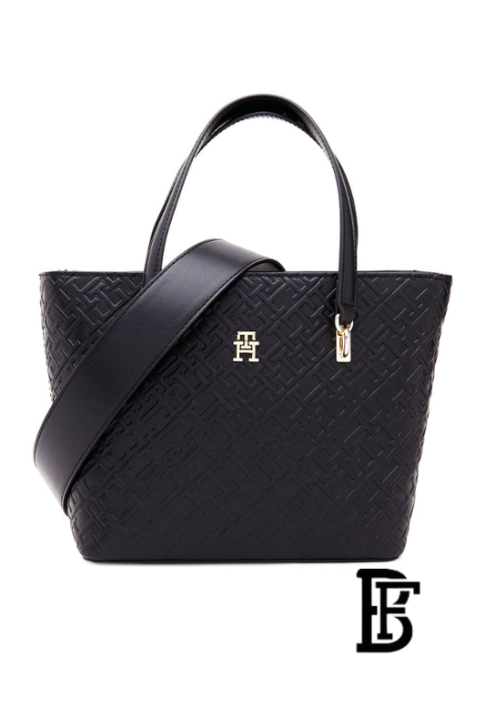 Tommy Hilfiger Black Leather Women Handbag Aw0Aw16002– Elegant Everyday Shoulder Bag image 1