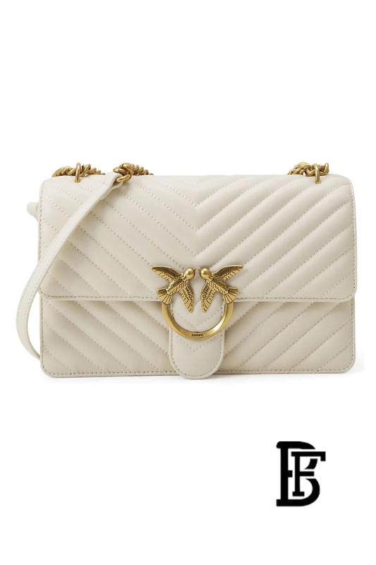 Pinko White Leather Women Handbag 100941A0Gk Z14Q – Elegant Everyday Shoulder Bag image 1