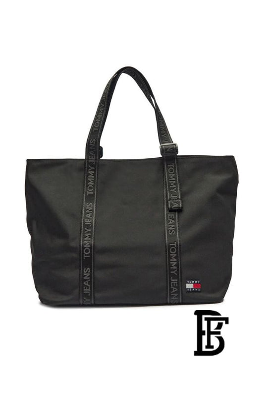 Tommy Hilfiger Black Leather Women Handbag Aw0Aw16273 – Elegant Everyday Shoulder Bag image 0