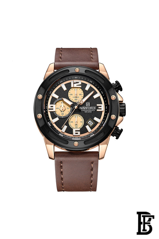 NAVIFORCE NF 8074 RGRGBN  Leather Analog Wrist Watch image 0