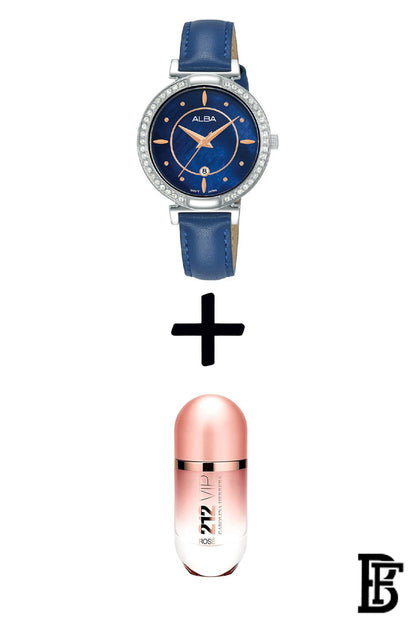Alba AH7BF9X Women's Leather  Quartz Analog Wrist Watch   + Gift perfume tester 30 ml  Warranty from Elaraby Group image 0