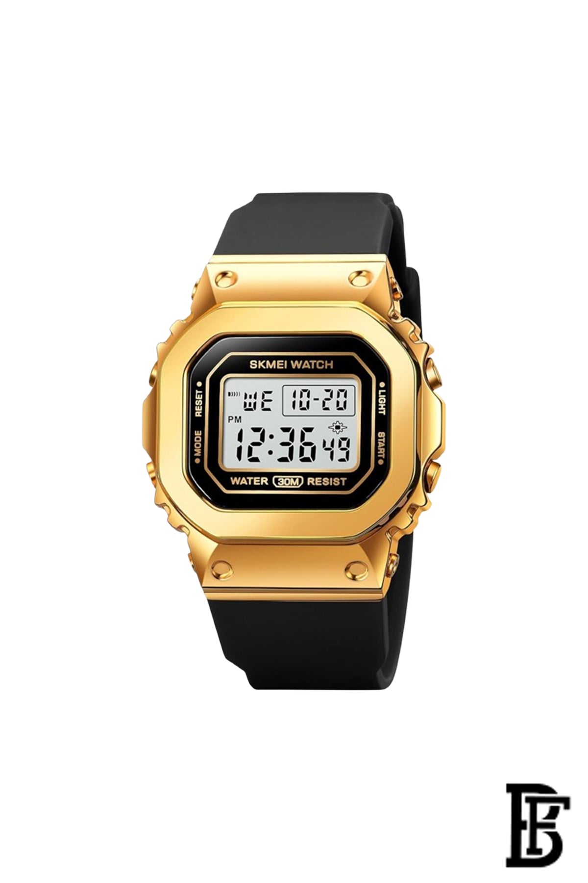 SKMEI 1796 Luxury Stainless Steel Small Metal Band Watch Waterproof Shockproof Men Women Multifunction Watch with Soft TPU Band Displays Day and Date, Digital, Gray Dial image 0