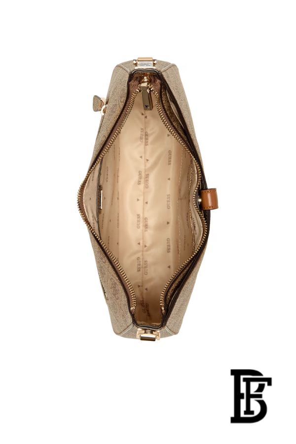 Guess Zamira Hobo Handbag – Latte Logo Monogram Polyurethane image 4