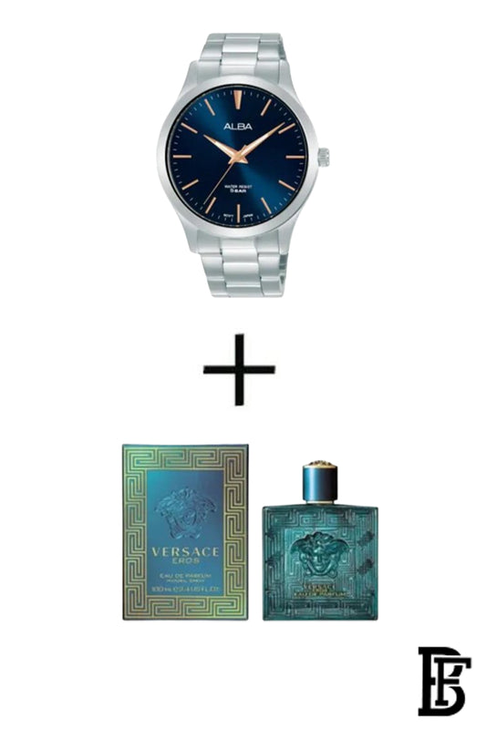 Alba ARSZ01X Men's Stainless Steel Quartz Analog Wrist Watch      Warranty from Elaraby Group + Gift Versace Eros For Men PU100 image 1