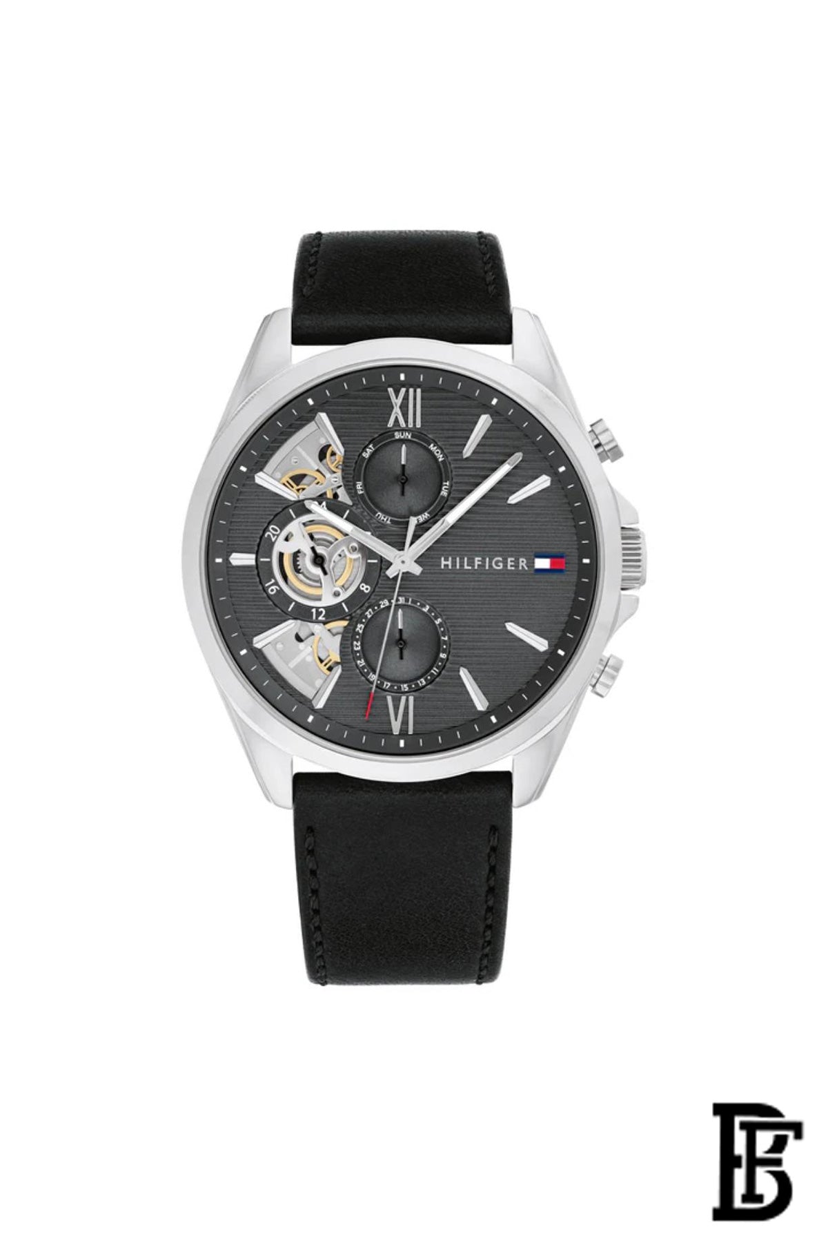 Tommy Hilfiger Black Leather Dark Grey Dial Multi-function Men's Watch - 1710644 image 3
