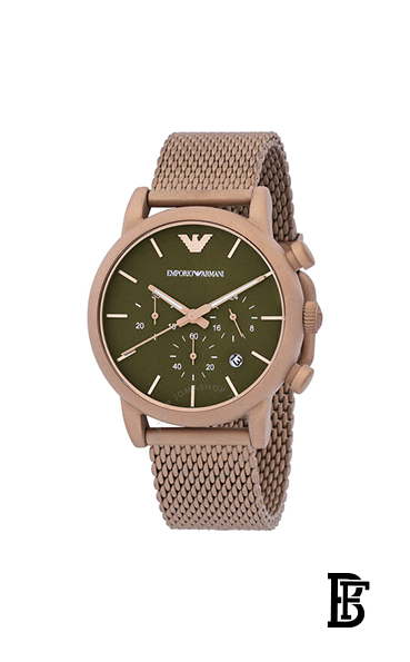 EMPORIO ARMANI Men's Luigi Round Shape Stainless Steel Chronograph Wrist Watch AR11428 - 41mm - Beige Gold image 2