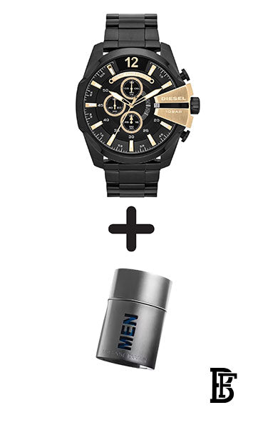 DIESEL Men's Master Chief Round Shape Stainless Steel Chronograph Wrist Watch 51 mm - Black - DZ4338 + Gift perfume Tester 30 ml image 1