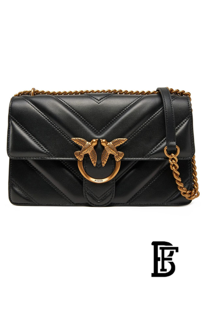 Pinko  Black Leather Women Handbag 104549A26Zz99Q – Elegant Everyday Shoulder Bag image 1