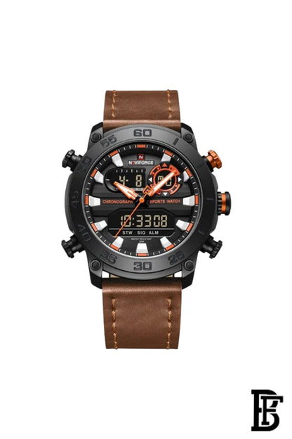 Naviforce NF9235 B/O/BN  Men's Analog Leather Watch image 0