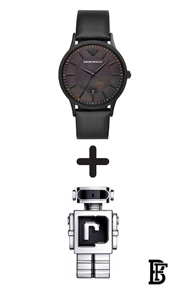Emporio Armani Men's Renato Three-Hand Date Black-Tone Stainless Steel Watch AR11276 + Gift perfume Tester 30 ml image 1