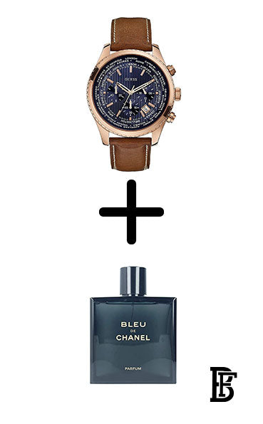 GUESS Men's Leather Analog Wrist Watch W0500G1 + Gift perfume Tester 30 ml image 1