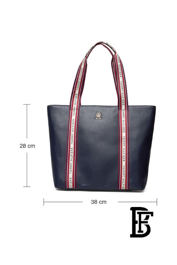 Tommy Hilfiger Navy Blue Leather Women Handbag Aw0Aw14218 – Elegant Everyday Handbag image 10