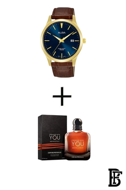 Alba AS9M38X Men's Leather  Quartz Analog Wrist Watch      Warranty from Elaraby Group + Gift EMPORIO ARMANI Stronger With You ABSOLUTELY EDP 100ml image 1
