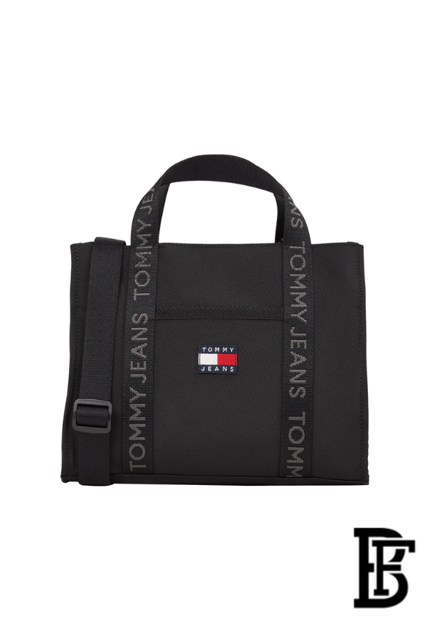 Tommy Hilfiger Black Leather Women Handbag AW0AW17356 – Elegant Everyday Shoulder Bag image 1