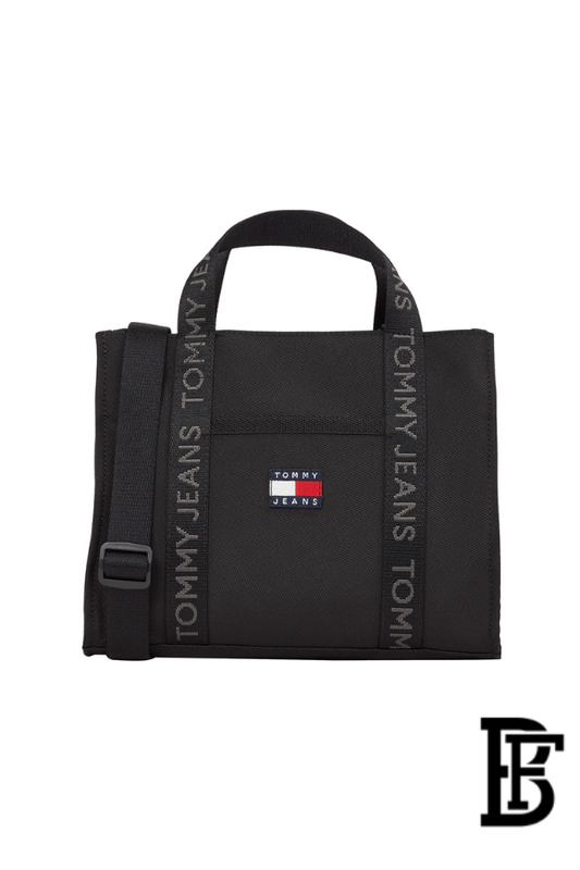 Tommy Hilfiger Black Leather Women Handbag AW0AW17356 – Elegant Everyday Shoulder Bag image 1