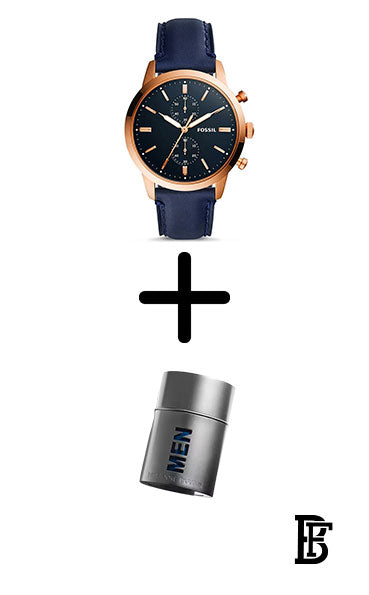 FOSSIL Water Resistant Chronograph FS5436 - 44 mm - Blue + Gift perfume tester 30 ml image 0