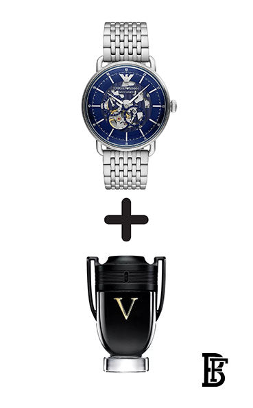 EMPORIO ARMANI Men's Aviator Water Resistance Stainless Steel Analog Watch AR60024 - 43 mm - Silver + Gift perfume Tester 30 ml image 1
