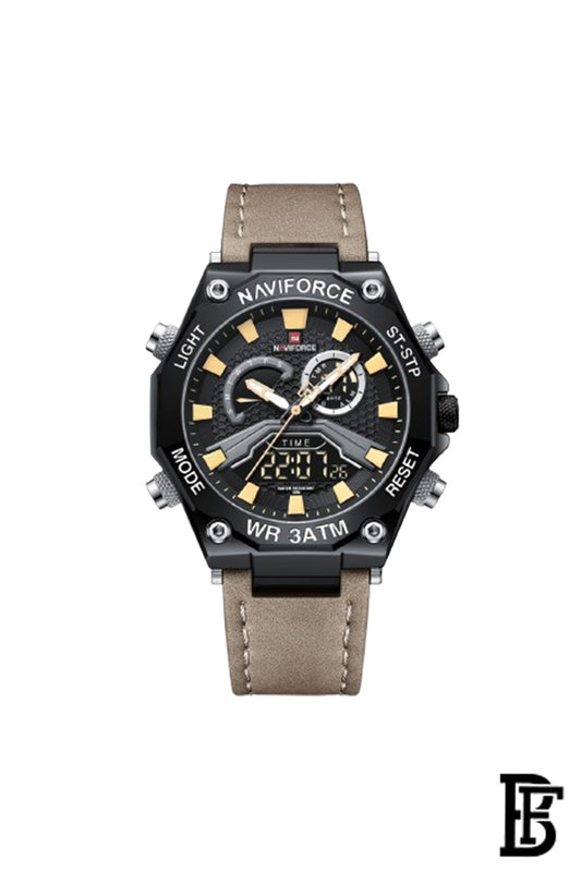 Naviforce NF9220 B/Y/BN     Men's Analog Leather Watch image 1