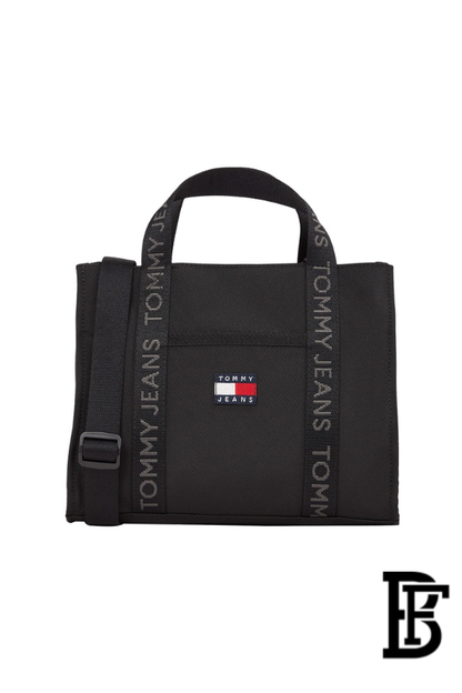 Tommy Hilfiger Black Leather Women Handbag AW0AW17356 – Elegant Everyday Shoulder Bag image 0