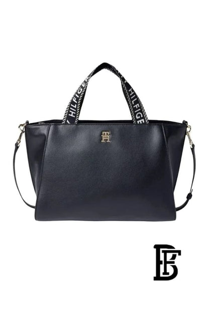 Tommy Hilfiger Black Leather Women Handbag AW0AW16005 – Elegant Everyday Shoulder Bag image 0