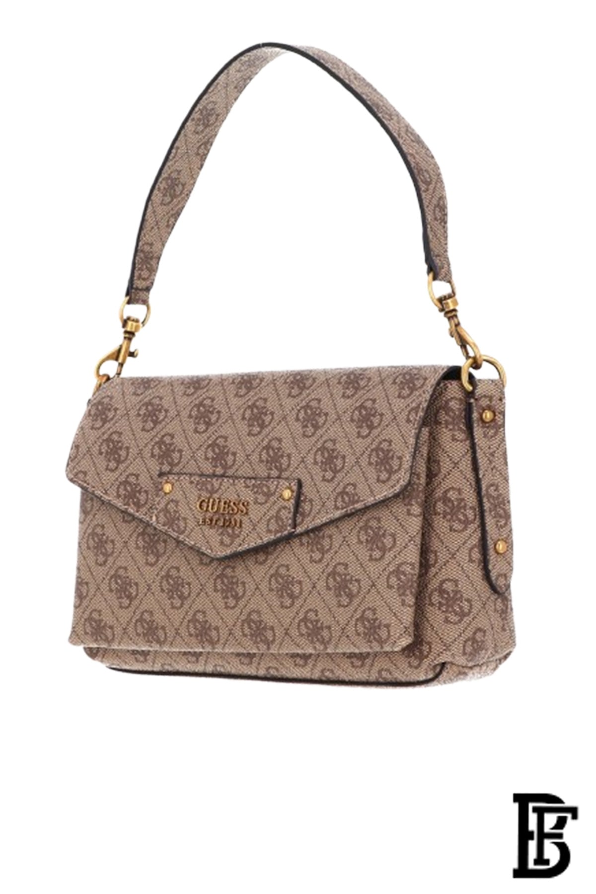 GUESS Eco Brenton Flap Shoulder Bag Latte Logo BAG0024 image 1