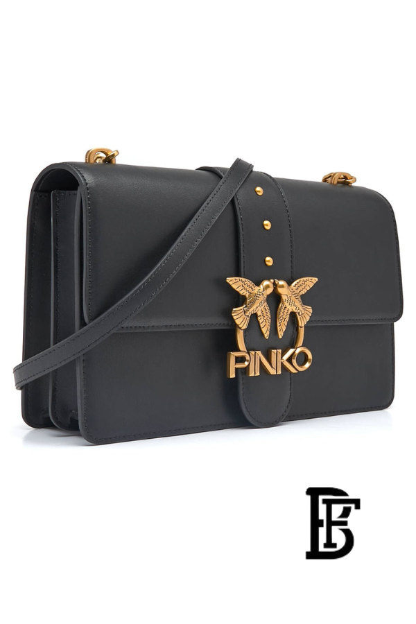 Pinko  Black Leather Women Handbag 7 Cl Pe 21 Pltt 1P228G Y6Xt – Elegant Everyday Shoulder Bag image 3