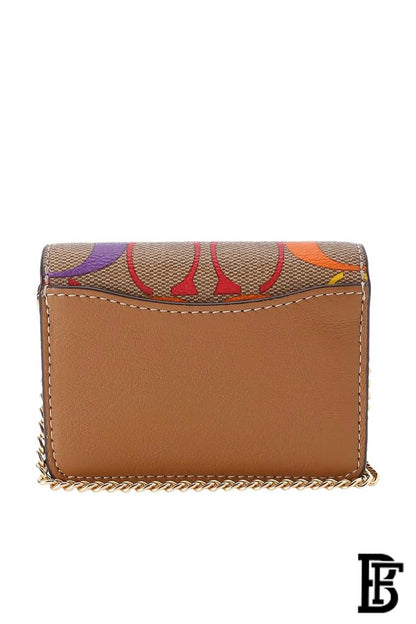 Coach billfold or snap wallet in rainbow signature canvas and refined leather. image 3