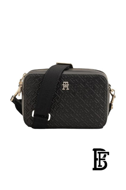 Tommy Hilfiger Black Leather Women Handbag Aw0Aw16470 – Elegant Everyday Shoulder Bag image 1