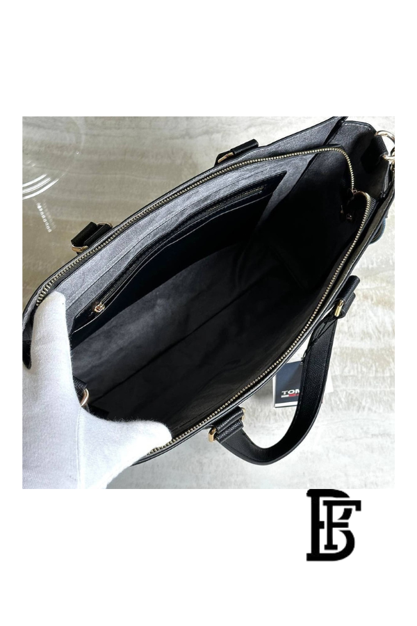 Tommy Hilfiger Black Leather Women Handbag Aw0Aw11181 – Elegant Everyday Shoulder Bag image 5