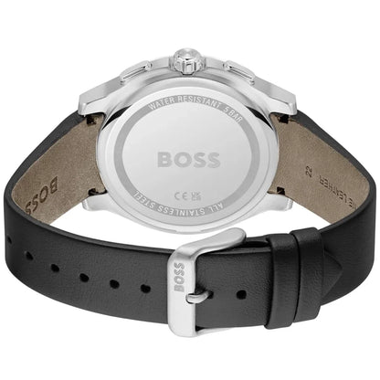 BOSS Peak 2.0 Men's Watch 1514188 – Black Dial Chronograph & Black Leather Strap
