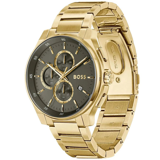 Hugo Boss Peak Men’s Chronograph Watch 1514190 – Green Dial, Gold Stainless Steel Strap